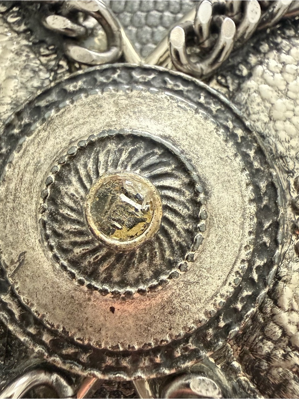 Vintage Gothic Structured Waist Cinch Belt Filigree Medallion Steampunk Chain S - Picture 5 of 14